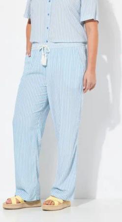 Ulla Popken Schlupfhose Streifenhose Rose Seersucker weites Bein