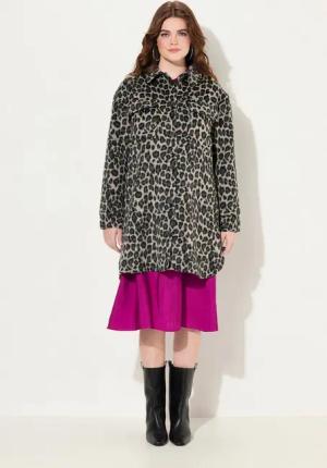 Ulla Popken Shirtjacke Hemdjacke Leomuster Hemdkragen Langarm