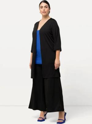 Ulla Popken Shirtjacke Longjacke Rippjersey offene Form V-Ausschnitt