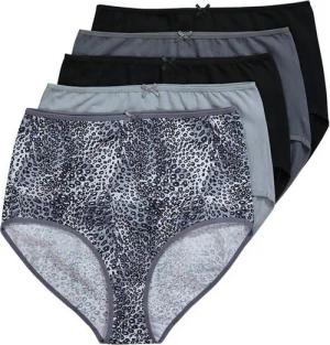 Ulla Popken Slip Maxislips 5er-Pack Animal/einfarbig High Waist