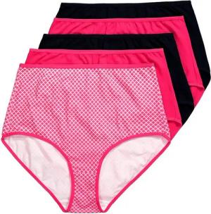 Ulla Popken Slip Maxislips 5er-Pack Muster/einfarbig High Waist