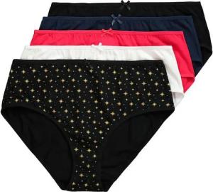 Ulla Popken Slip Midislips 5er-Pack Sterne/einfarbig