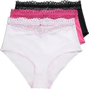 Ulla Popken Slip TruYou Maxislips 3er-Pack Spitzen-Bündchen