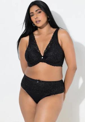 Ulla Popken Slip TRUYOU String-Panty glitzernde Spitze Mikrofaser