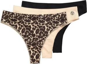 Ulla Popken Slip TruYou Strings 3er-Pack Animalmuster/einfarbig