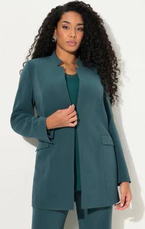 Ulla Popken Sommerjacke Acetat-Blazerjacke Stehkragen Hakenverschluss