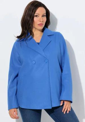 Ulla Popken Sommerjacke Fleece-Cabanjacke A-Linie Reverskragen Langarm