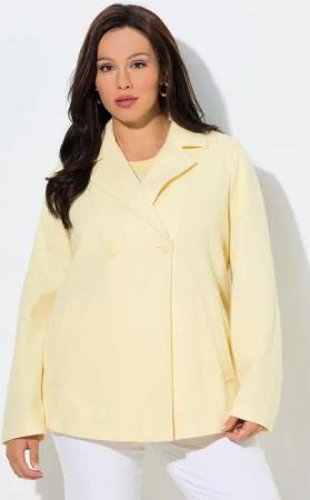 Ulla Popken Sommerjacke Fleece-Cabanjacke A-Linie Reverskragen Langarm