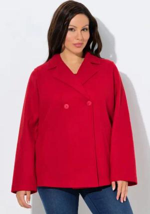 Ulla Popken Sommerjacke Fleece-Cabanjacke A-Linie Reverskragen Langarm