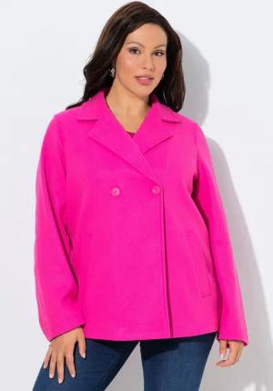 Ulla Popken Sommerjacke Fleece-Cabanjacke A-Linie Reverskragen Langarm