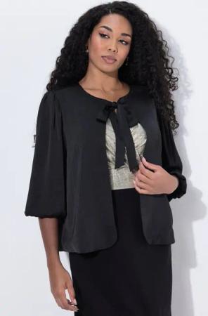 Ulla Popken Sommerjacke Jacke kurz Schleife Rundhals weiter 3/4-Arm