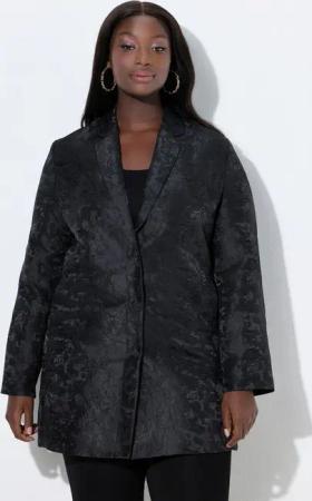 Ulla Popken Sommerjacke Jacquard-Jacke A-Linie Reverskragen Langarm