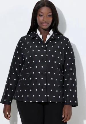 Ulla Popken Sommerjacke Jacquardjacke Punkte A-Linie Hemdkragen Langarm