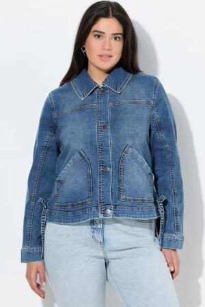 Ulla Popken Sommerjacke Jeansjacke Rückendruck Oversized Hemdkragen