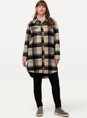 Ulla Popken Sommerjacke Overshirt Flanell Hemdkragen Oversized Langarm