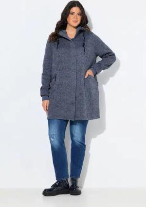 Ulla Popken Sommerjacke Strickfleece-Jacke Kapuze 2-Wege-Zipper