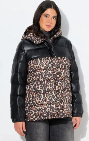 Ulla Popken Steppjacke HYPRAR Steppjacke Lederoptik/Leo recycelt
