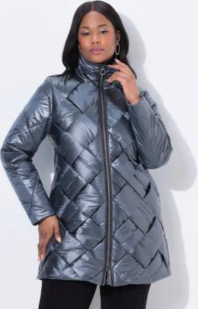 Ulla Popken Steppjacke Steppjacke Flechtoptik Stehkragen Two-Tone-Stepp