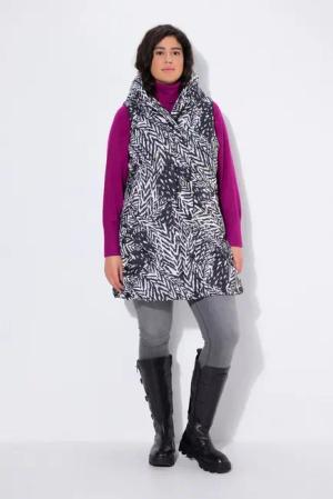 Ulla Popken Steppweste HYPRAR Long-Steppweste mit Druck wasserabweisend