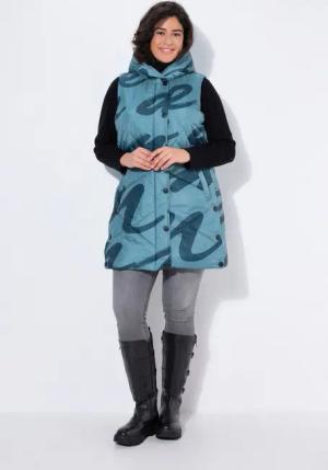 Ulla Popken Steppweste HYPRAR Long-Steppweste mit Druck wasserabweisend