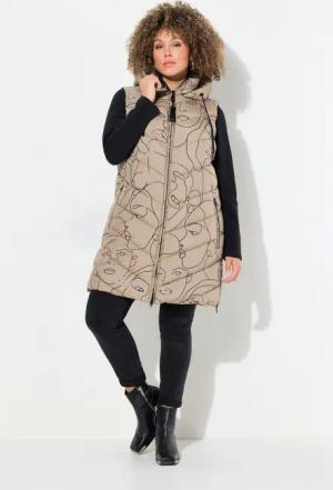 Ulla Popken Steppweste HYPRAR Long-Steppweste Seiten-Zipper Stehkragen