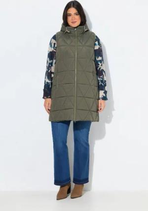 Ulla Popken Steppweste HYPRAR Long-Steppweste wasserabweisend Kapuze