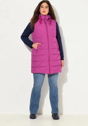 Ulla Popken Steppweste Long-Steppweste A-Linie Kapuze