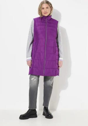 Ulla Popken Steppweste Steppweste A-Linie Kapuze Stehkragen ärmellos