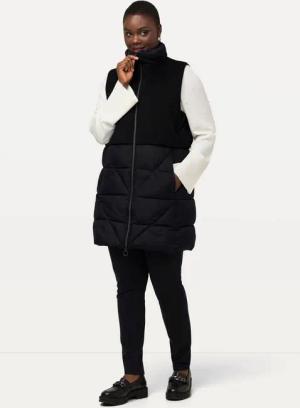 Ulla Popken Steppweste Steppweste A-Linie Wolloptik Stehkragen