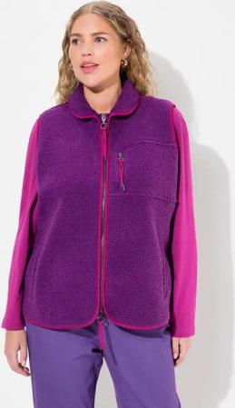 Ulla Popken Steppweste Teddyweste Stehkragen 2-Wege-Zipper ärmellos