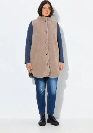 Ulla Popken Steppweste Teddyweste Stehkragen A-Linie ärmellos