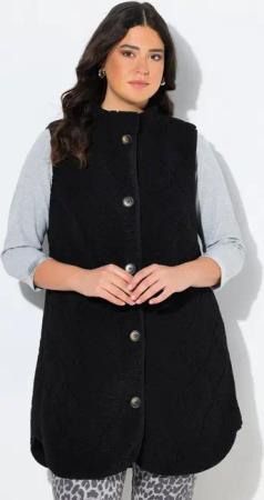 Ulla Popken Steppweste Teddyweste Stehkragen A-Linie ärmellos