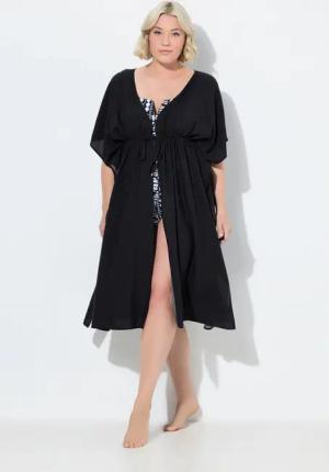 Ulla Popken Strandkleid Kaftan Oversized V-Ausschnitt Halbarm