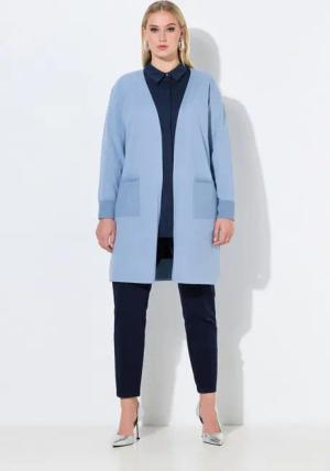 Ulla Popken Strickjacke Long-Strickjacke Pailletten V-Ausschnitt Langarm