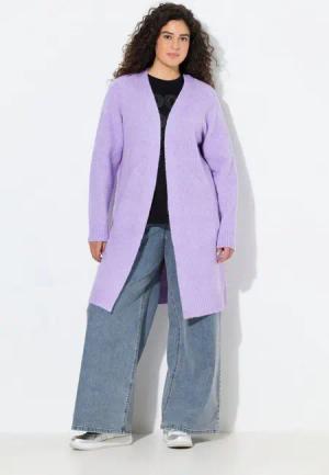 Ulla Popken Strickjacke Long-Strickjacke Rippstrick ohne Verschluss