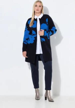 Ulla Popken Strickjacke Strickjacke Blüten Doucleface Rundhals Langarm