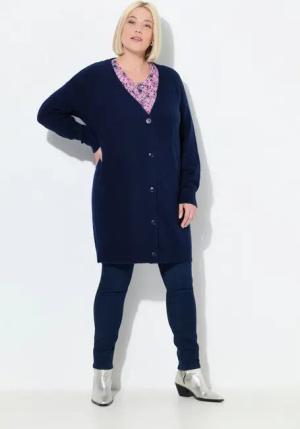 Ulla Popken Strickjacke Strickjacke Boxy Fit V-Ausschnitt Knopfleiste