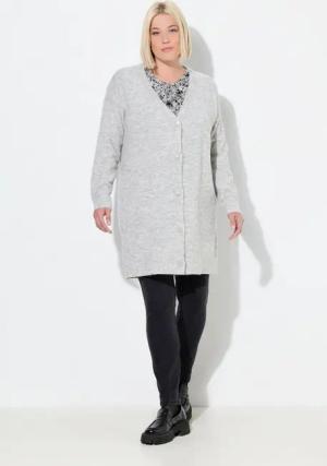 Ulla Popken Strickjacke Strickjacke Boxy Fit V-Ausschnitt Knopfleiste