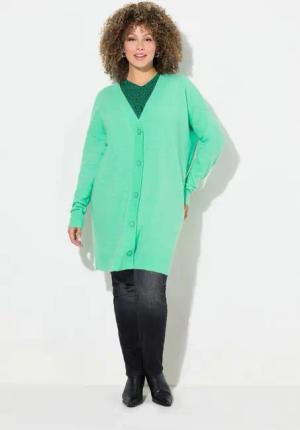 Ulla Popken Strickjacke Strickjacke Boxy Fit V-Ausschnitt Knopfleiste