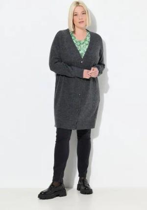 Ulla Popken Strickjacke Strickjacke Boxy Fit V-Ausschnitt Knopfleiste