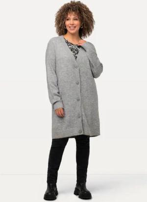 Ulla Popken Strickjacke Strickjacke Boxy Knöpfe V-Ausschnitt Feinstrick