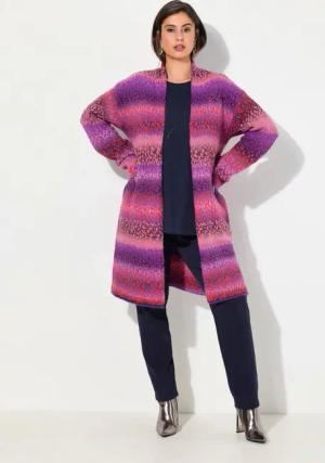 Ulla Popken Strickjacke Strickjacke Farbverlauf Kelchkragen offene Jacke