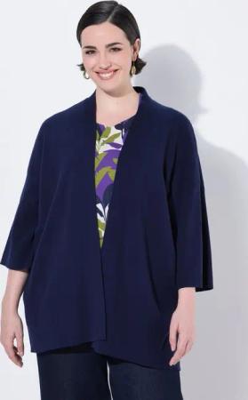 Ulla Popken Strickjacke Strickjacke oversized offene Form Schalkragen