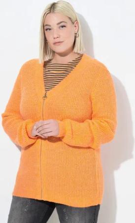 Ulla Popken Strickjacke Strickjacke Patentstrick V-Ausschnitt Langarm