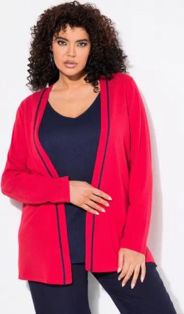 Ulla Popken Strickjacke Strickjacke Schalkragen Langarm