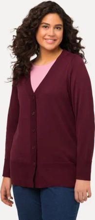 Ulla Popken Strickjacke Strickjacke V-Ausschnitt Knopfleiste Feinstrick