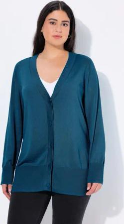 Ulla Popken Strickjacke Strickjacke V-Ausschnitt Knopfleiste Feinstrick