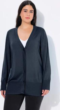 Ulla Popken Strickjacke Strickjacke V-Ausschnitt Knopfleiste Feinstrick