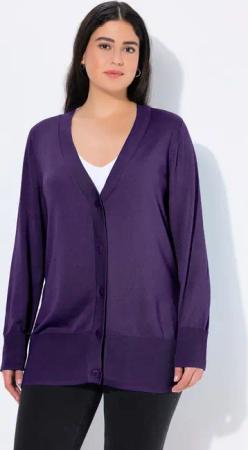 Ulla Popken Strickjacke Strickjacke V-Ausschnitt Knopfleiste Feinstrick