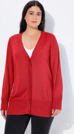 Ulla Popken Strickjacke Strickjacke V-Ausschnitt Knopfleiste Feinstrick